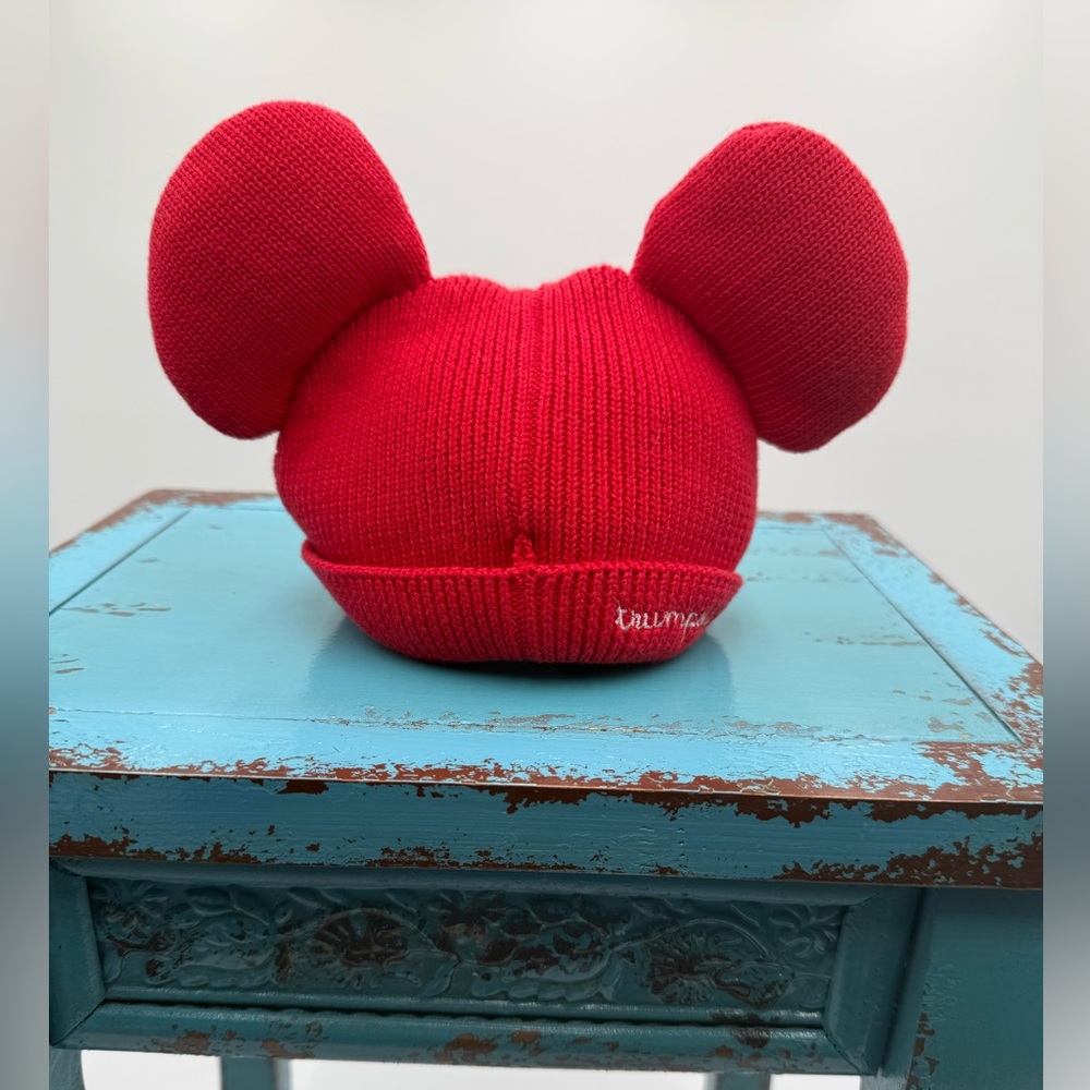 Disney Trumpette Knit Beanie with Mickey Ears 100% Cotton 6M-12M 2007 7”Wx5”L